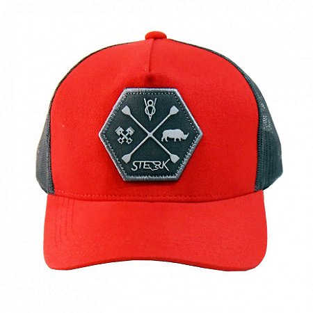 Boné Trucker Vermelho Aba Curva Sterk