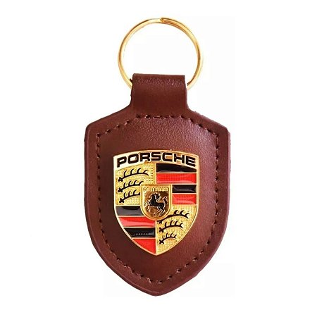 Chaveiro Automotivo de Couro Porsche - Marrom