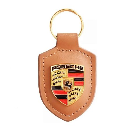 Chaveiro Automotivo de Couro Porsche - Caramelo