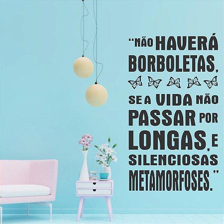 Adesivo Decorativo "Não haverá Borboletas" - Cor Preta