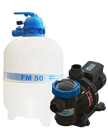 Conjunto Filtro FM-50 e Bomba 3/4cv BMC-75 Mono p/ piscinas de até 78 mil litros