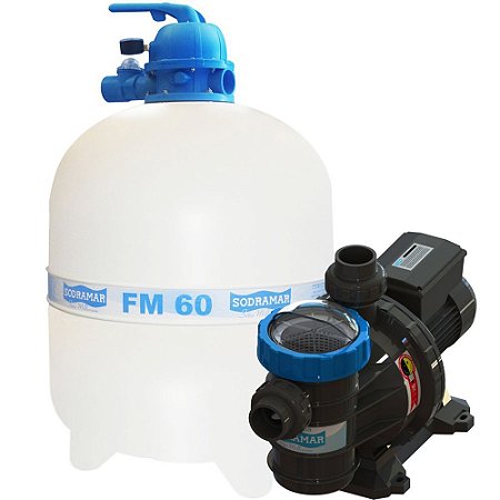 Conjunto Filtro FM-60 e Bomba 1cv BMC-100 Mono p/ piscinas de até 113 mil litros