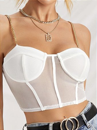 Cropped corset branco Clearance