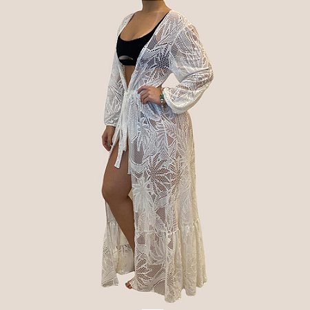 Saída de Praia Longa Renda Branca G/GG