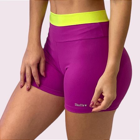 Shorts Empina Bumbum Suplex Fúcsia com Amarelo Neon