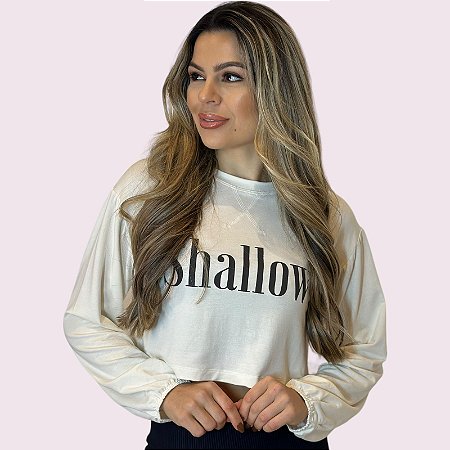 Cropped Manga Longa Shallow Off White