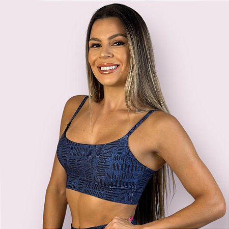 Top Isa Estampa Shallow Marinho