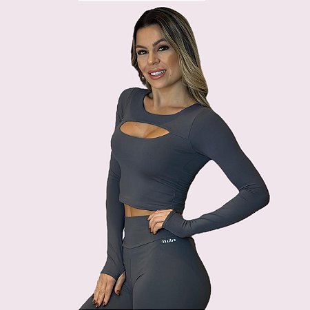 Cropped Mariana Suplex Grafite