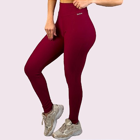 Legging Kim Cotelê Cereja