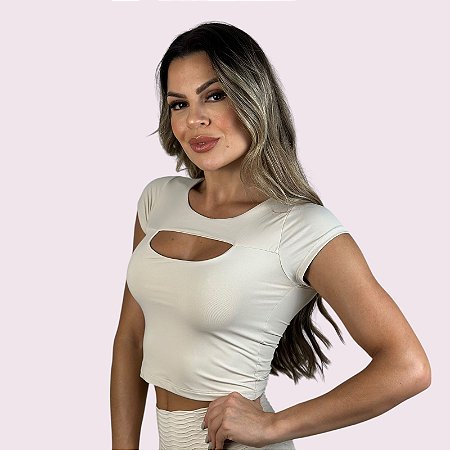 Cropped Mariana Manga Curta Off White
