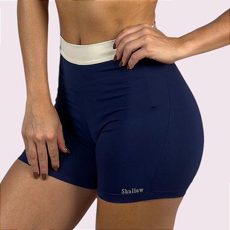 Shorts Elastic Empina Bumbum Suplex Marinho com Off White