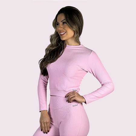 Cropped Mel Cotelê Rosa Candy