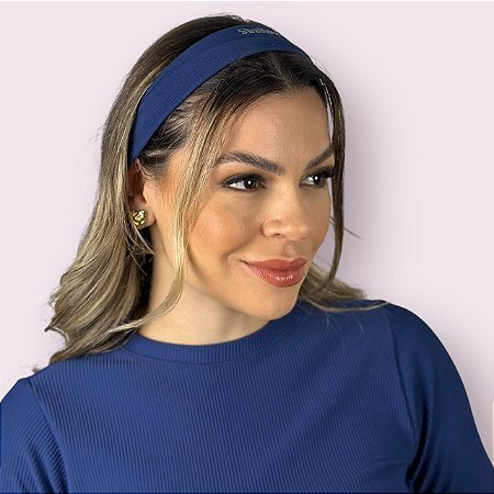 Faixa de Cabelo Cotelê Marinho