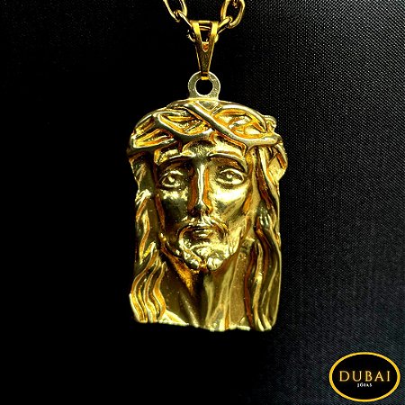 Pingente Banhado a Ouro Jesus Cristo (Modelo Grande)