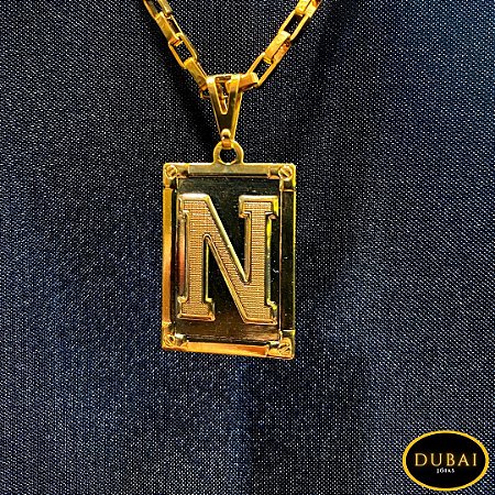 Pingente Banhado a Ouro Letra N