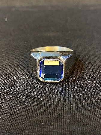 DEDEIRA COM PEDRA AZUL AÇO INOX