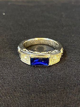 DEDEIRA COM PEDRA AZUL AÇO INOX