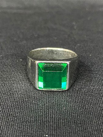 DEDEIRA COM PEDRA VERDE AÇO INOX