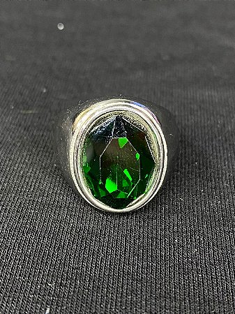 DEDEIRA COM PEDRA VERDE AÇO INOX
