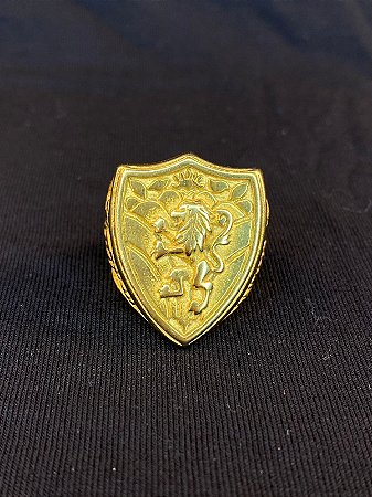 DEDEIRA ESCUDO LEÃO BANHADA A OURO 18K