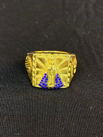 DEDEIRA NOSSA SENHORA APARECIDA CRAVEJADA BANHADA A OURO 18K