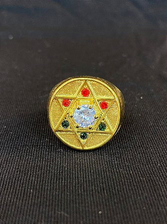 DEDEIRA ESTRELA DE DAVI CRAVEJADA BANHADA A OURO 18K