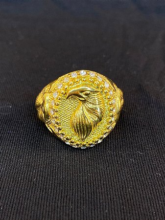 DEDEIRA ÁGUIA CRAVEJADA BANHADA A OURO 18K