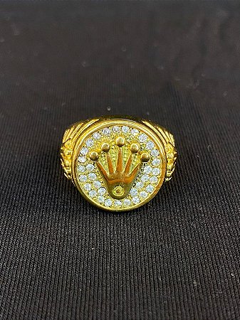 DEDEIRA COROA CRAVEJADA BANHADA A OURO 18K