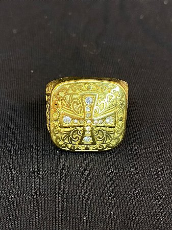 DEDEIRA CRUZ CRAVEJADA BANHADA A OURO 18K