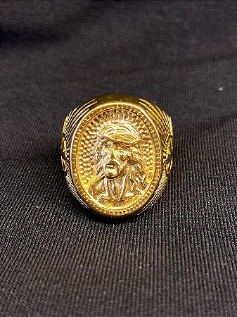 DEDEIRA JESUS CRISTO BANHADA A OURO 18K