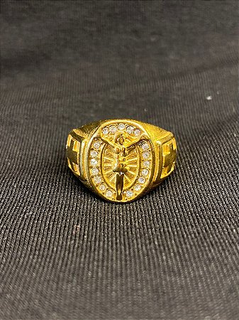 DEDEIRA CRUZ CRAVEJADA BANHADA A OURO 18K