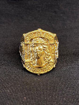 DEDEIRA JESUS CRISTO BANHADA A OURO 18K