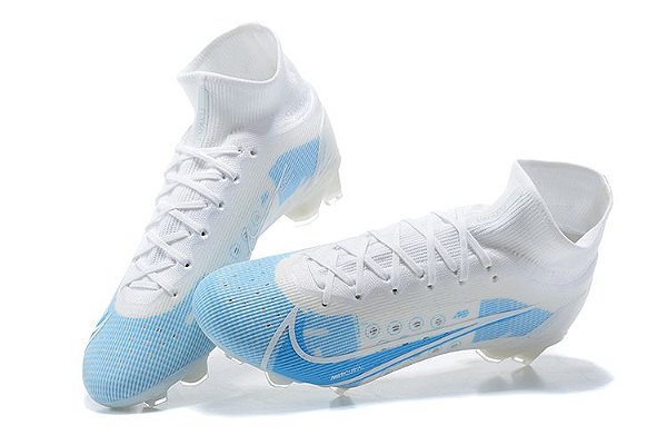 Chuteira Nike cano alto Superfly 8 Elite branca e azul( campo) - Shop  Futebol