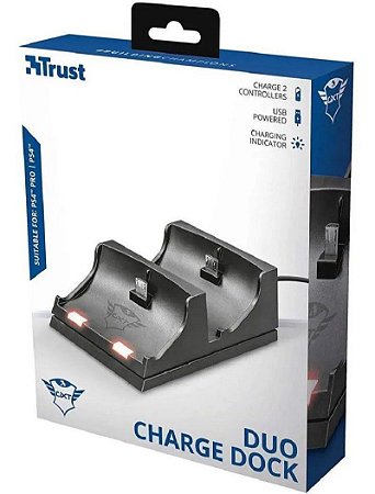 Carregador para DualShock 4 Trust Duo Charge Dock GXT 235 - PS4