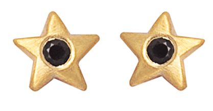 Brinco Estrela Mini de Ouro com Espinélio 18k