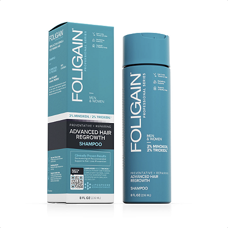 MINOXIDIL 2% FOLIGAIN SHAMPOO PARA O CRESCIMENTO DO CABELO com 2% de Trioxidil® (8oz) 240ml