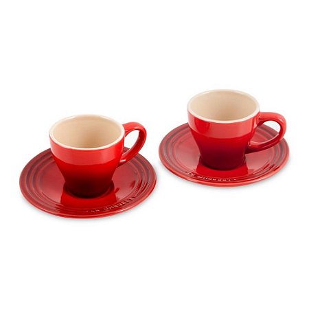 Kit 2 Canecas 70ml com Pires Vermelho