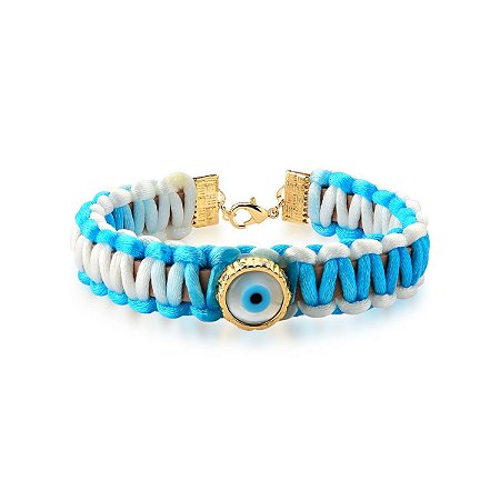 Pulseira Corino Trançada Olho Grego