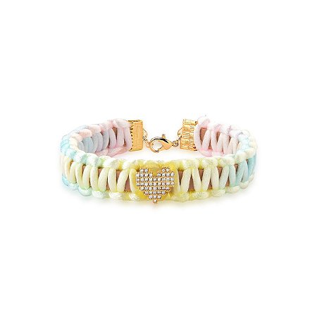 Pulseira Corino Trançada Coração