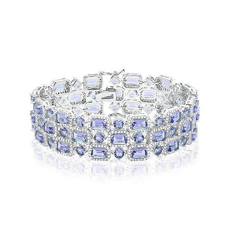Pulseira com Cristais Ametista Lavanda Cravejados ao Redor