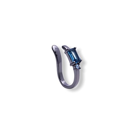 Brinco Piercing Negro com Retângulo Azul