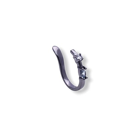 Brinco Piercing Negro com Navete Azul Claro