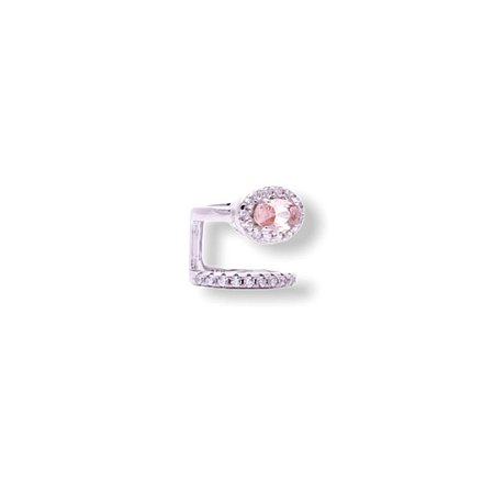 Brinco Piercing Duplo em Prata Cravejado com Pedra Morganita