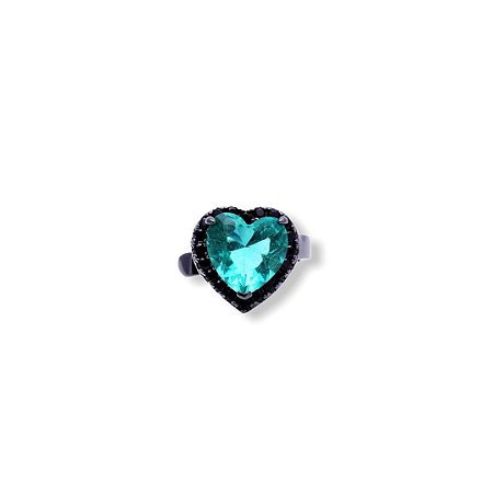 Brinco Piercing Coração Médio com Cristal Turmalina - unidade