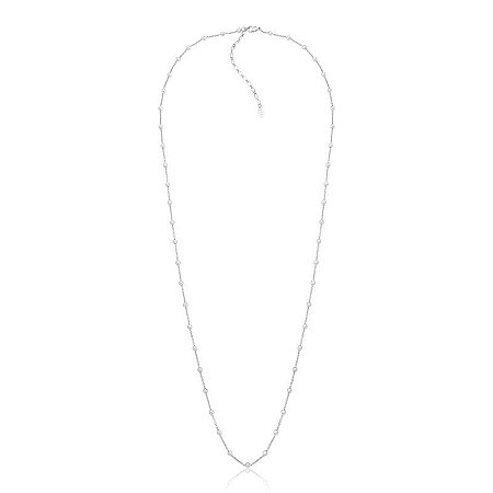 Colar Longo Mini Esferas Prata