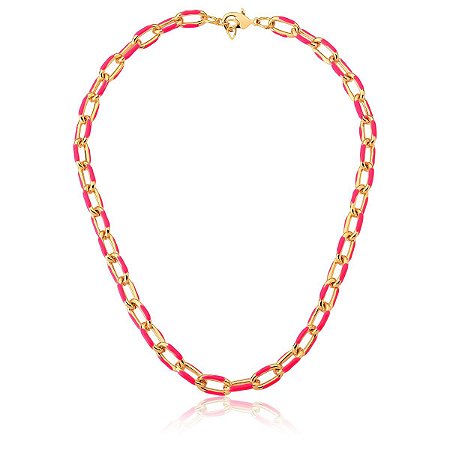 Colar Dourado Elo Esmaltado (com variações)