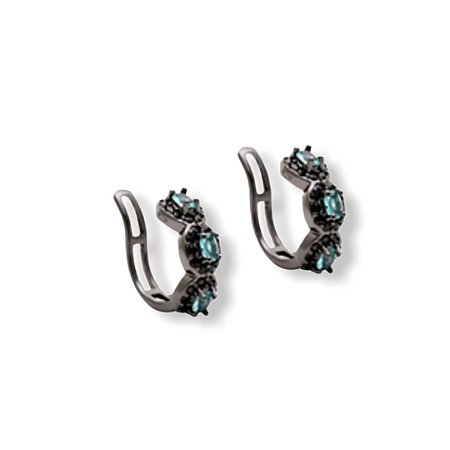 Brinco Piercing Negro Cravejado com Cristais (com variações) - Unidade