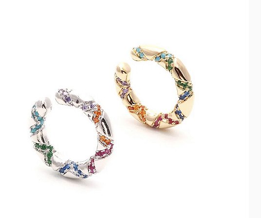 Brinco Piercing Riscos Zircônia Colorida (com variações)