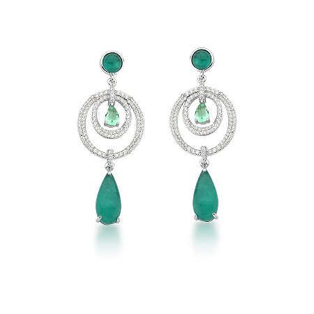 Brinco Cabochão em Turmalina Cravejado