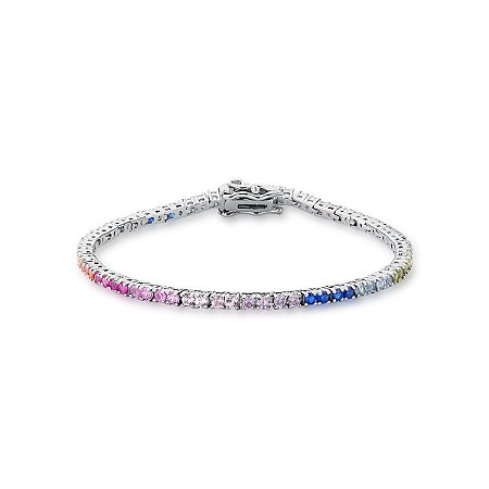 Pulseira Riviera e Zircônias Redondas Coloridas